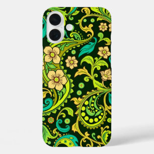 Green Paisley Pattern iPhone 16 Plus Case