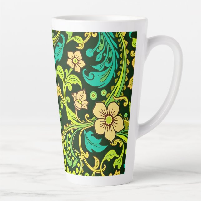 Green Paisley Pattern Latte Mug (Right)