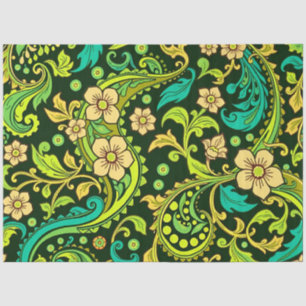 Green Paisley Pattern Tissue Paper