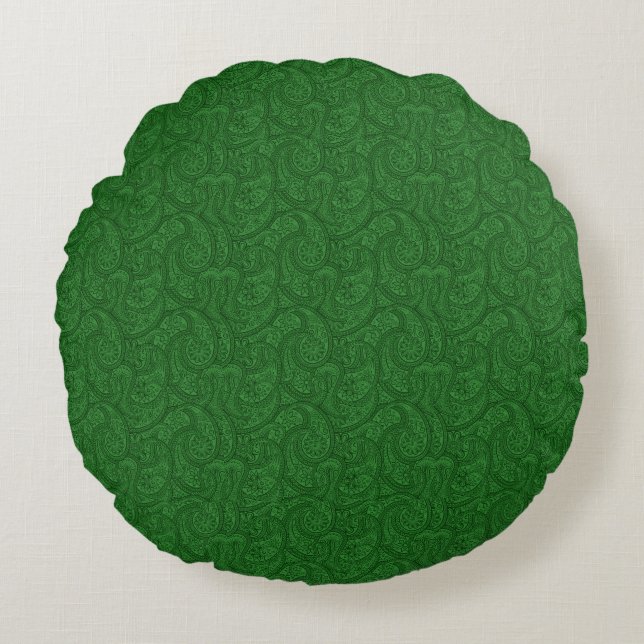Green Paisley Round Cushion (Front)