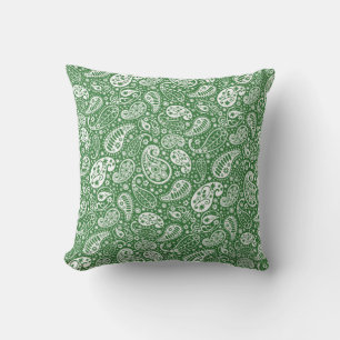 Green Paisley Throw Pillow" Cushion