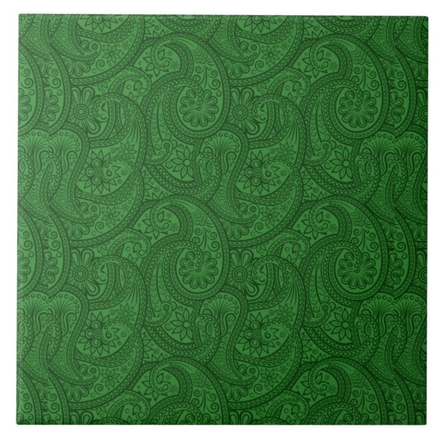Green Paisley Tile (Front)