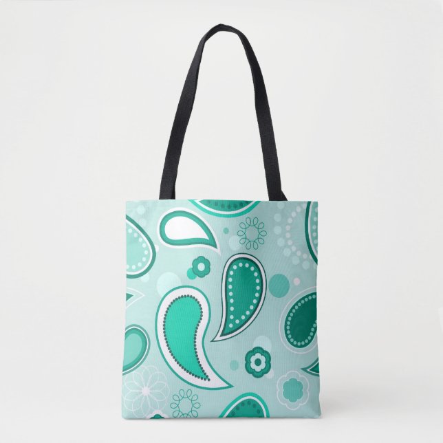 green paisley tote bag (Front)