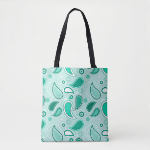 green paisley tote bag