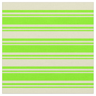 Green & Pale Goldenrod Coloured Pattern of Stripes Fabric