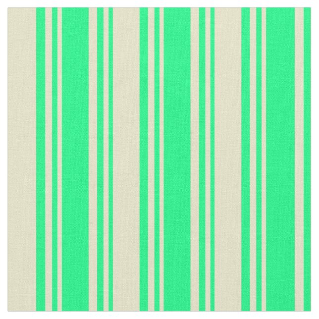 Green & Pale Goldenrod Stripes Fabric (Close Up)