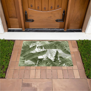 Green Palm Banana Leaves Bliss 1 #art #nature Doormat