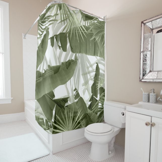Green Palm Banana Leaves Bliss 1 #art #nature Shower Curtain (In Situ)