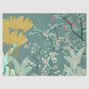 Green Palm Chinoiserie Floral Tissue Paper