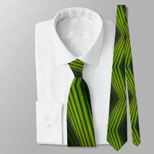 Green Palm Fronds Zigzag Striped Tie