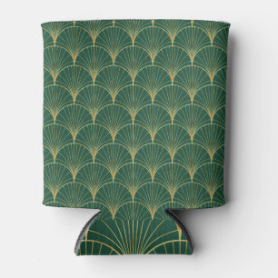 Green Palm Leaf Art Deco Can Cooler