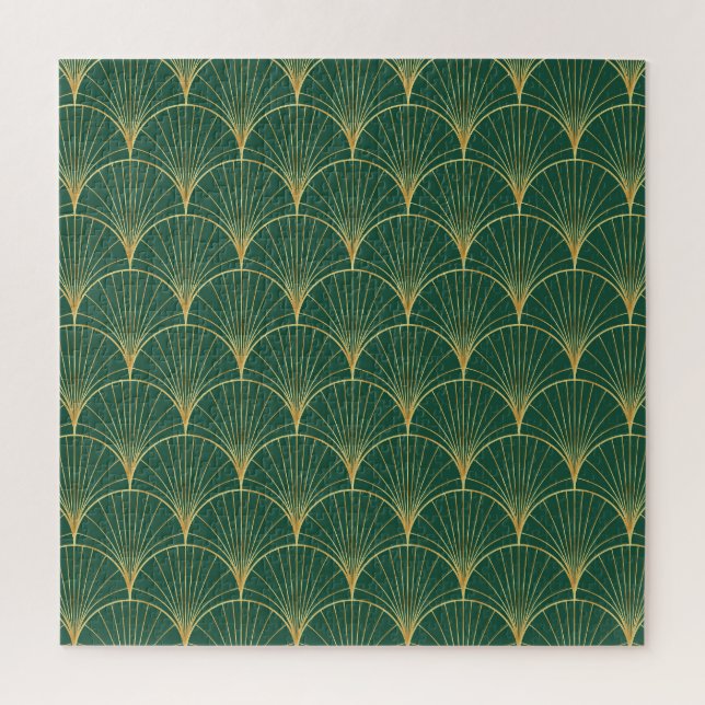 Green Palm Leaf Art Deco Jigsaw Puzzle (Vertical)