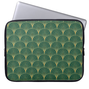 Green Palm Leaf Art Deco Laptop Sleeve