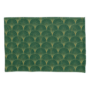 Green Palm Leaf Art Deco Pillowcase