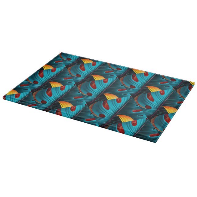 Green Palm Leaf Pattern Cutting Board (Corner)