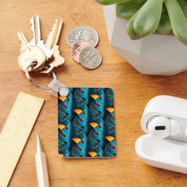 Green Palm Leaf Pattern Key Ring (Desk)