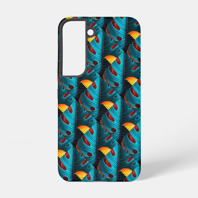 Green Palm Leaf Pattern Samsung Galaxy S22 Case (Back)