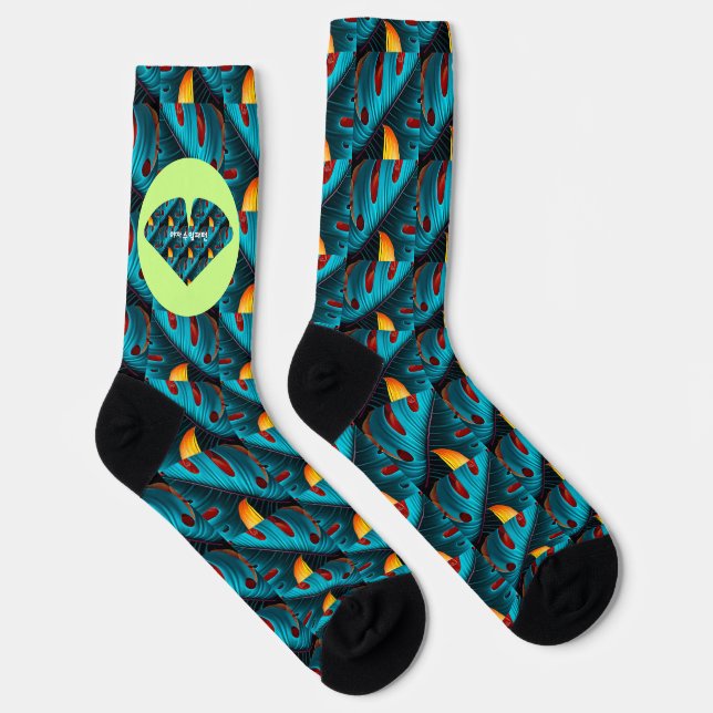 Green Palm Leaf Pattern Socks (Right)