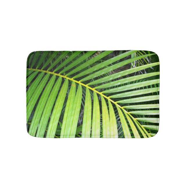 Green Palm Leaf Tropical Bath Mat (Front)