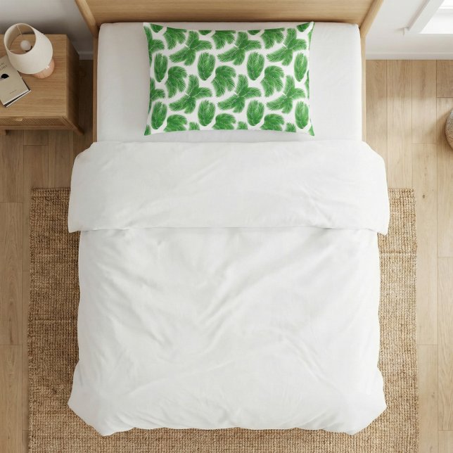 Green Palm Leaf Tropical Pattern Pillowcase (Creator Uploaded)