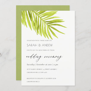 GREEN PALM LEAF WATERCOLOUR FOLIAGE WEDDING INVITATION