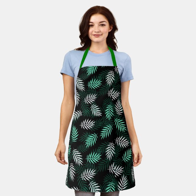 Green Palm Leaves Apron (Worn)