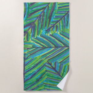 Green Palm Leaves Beach Towel