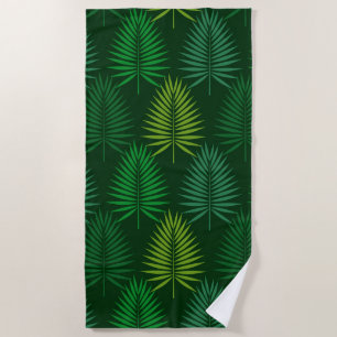 Green palm leaves botanical pattern Towel