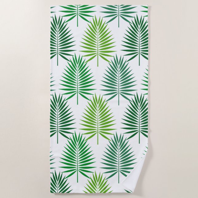 Green palm leaves botanical pattern Towel (Front)