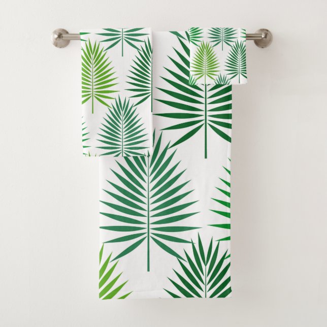 Green palm leaves botanical pattern Towel (Insitu)