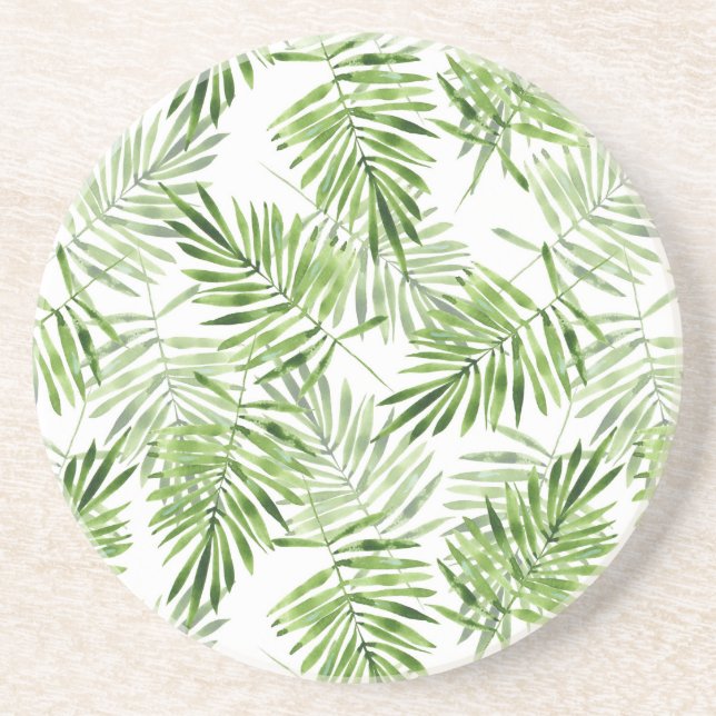 Green Palm Leaves Coaster (Front)