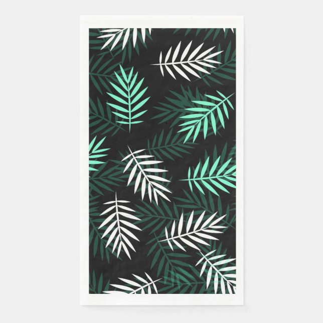 Green Palm Leaves Design Napkin (Front)