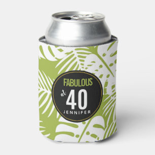Green Palm Leaves Fabulous at Forty Can Cooler