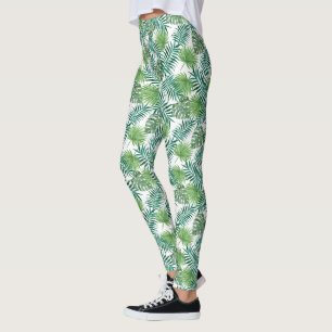 Green Palm Leaves Leggings