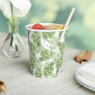 Green Palm Leaves Paper Cups