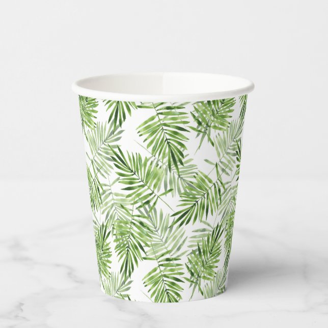 Green Palm Leaves Paper Cups (Left)