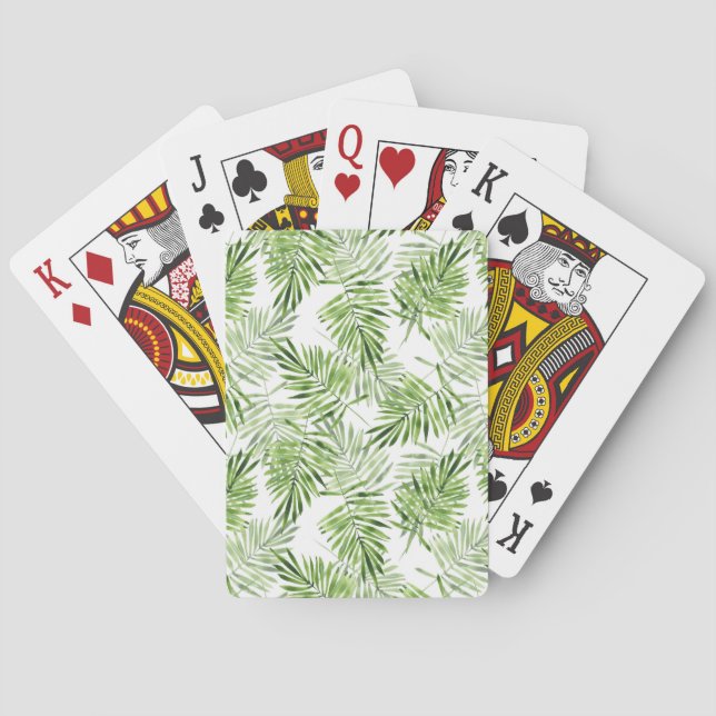 Green Palm Leaves Playing Cards (Back)