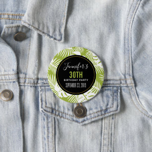 Green Palm Leaves Rainforest Pattern Birthday 7.5 Cm Round Badge