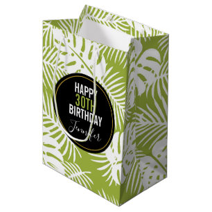 Green Palm Leaves Rainforest Pattern Birthday Medium Gift Bag