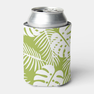 Green Palm Leaves Rainforest Pattern Can Cooler