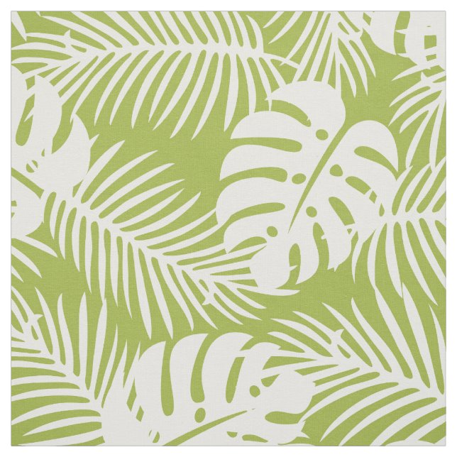 Green Palm Leaves Rainforest Pattern Fabric (Swatch)