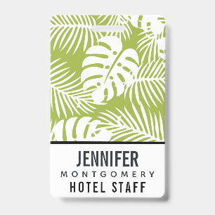 Green Palm Leaves Rainforest Pattern ID Badge
