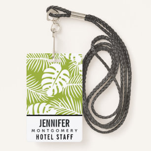 Green Palm Leaves Rainforest Pattern ID Badge