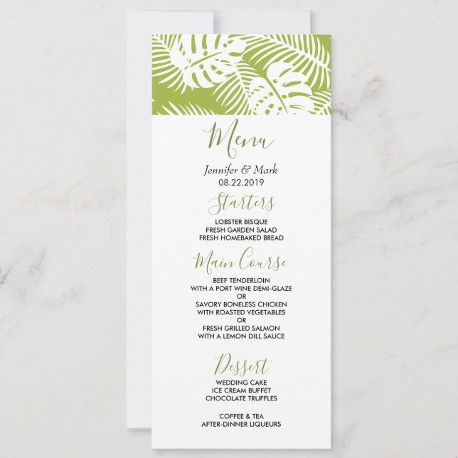 Green Palm Leaves Rainforest Pattern Invitation (Front)