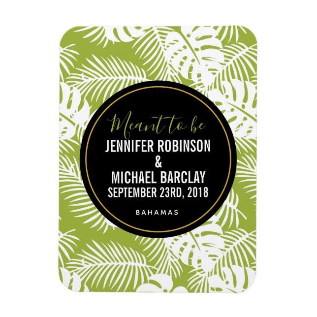 Green Palm Leaves Rainforest Pattern Magnet (Vertical)