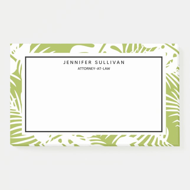 Green Palm Leaves Rainforest Pattern Post-it Notes (Front)