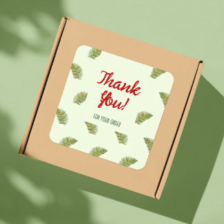Green Palm Leaves Thank You For Your Order Sticker