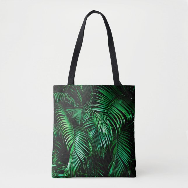 Green palm leaves tote bag (Front)