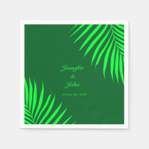 Green Palm Leaves Tropical Forest Green Wedding Napkin