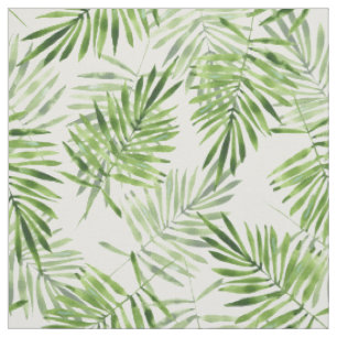 Green palm leaves. Watercolor pattern Fabric